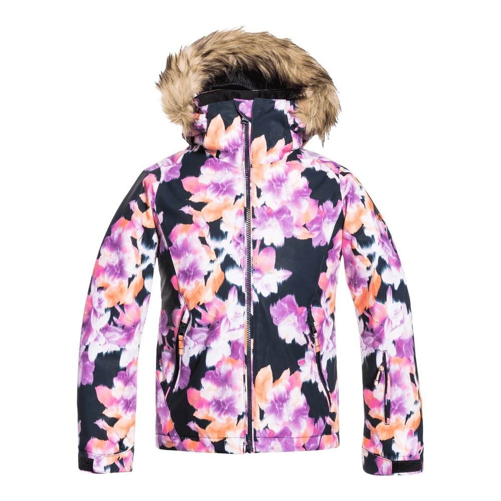 Roxy Girl American Pie Ski Jacket Kids 10 M Floral Waterproof Insulated 10K